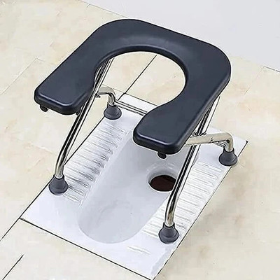 BEDICIA Constructed Stainless Steel Frame Comfortable Safe Toliet Commode Commode Chair(Black)