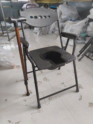 cutfine Single leg stick free ,Commode Chair For Toilet,Comfortable For Elderly Commode Chair(Black)