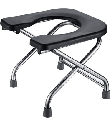 BEDICIA Stainless Steel Comfortable Safe Toliet Commode Commode Chair(Black)