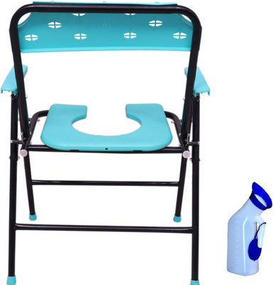 GREEN NATURE Folding Anti-Skid Elderly Shower Commode Chair With Urine Pot Commode Shower Chair(Green)