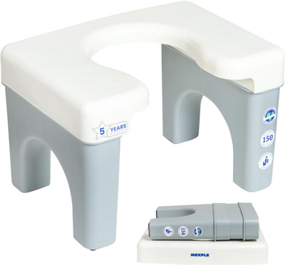 MEXPLE Xumo50 Potty Squat Stool Portable Indian to Western Toileting Commode Stool / Commode Chair(White, Grey)
