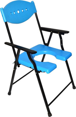 Ashni Premium Quality Foldable Commode Chair With Backsupport And Handsupport For Indian Toilet Light Weight Commode Chair(Blue, Orange)