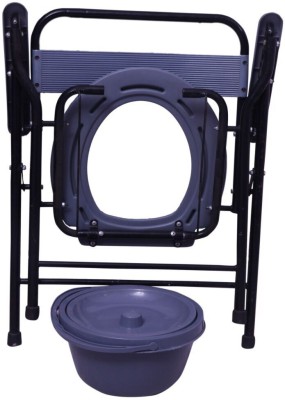 GREEN NATURE GGCH214 Adjustable Commode Shower Chair Commode Chair(Grey, Black)