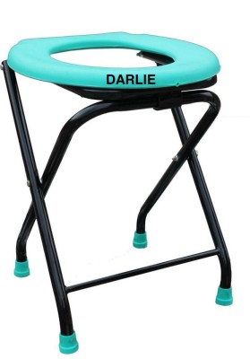 DARLIE Foldable with anti skid rubber legs Commode Shower Chair(Green, Black)