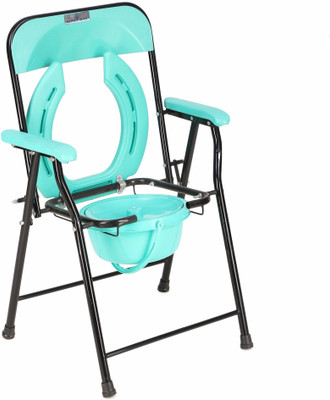 MEDSOR IMPEX Commode Chair for Old People Weights Holding Up to 100kg with Removable Bucket Commode Chair(Multicolor)