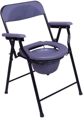 GREEN NATURE GGCH214 Adjustable Commode Shower Chair Commode Chair(Grey, Black)