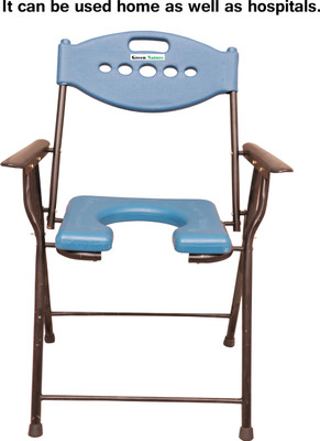 GREEN NATURE Mobile Commode Chair With Toilet Seat Comfortable Safe Toliet Stool Anti-Skid Commode Chair(Blue, Black)
