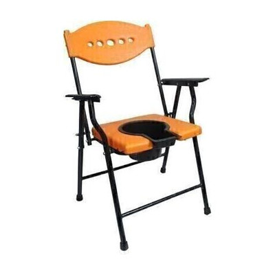 ojla Folding Commode Chair for unisex/ADULT Comfortable Safe chair Commode Chair(Orange)