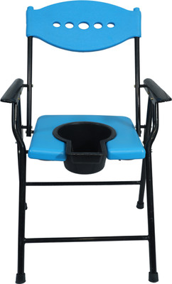 RADIANT TRADERS Make Life Easy With Foldable Commode & Shower Chair With Pot (Blue) Commode Chair(Blue, Black)