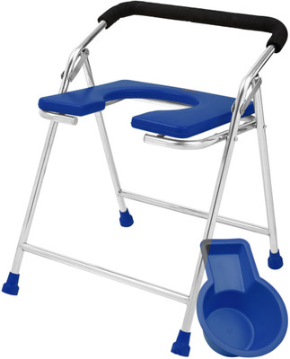 NEOSAFE Stainless Steel Commode Chair Mini ss Commode Chair(Blue)