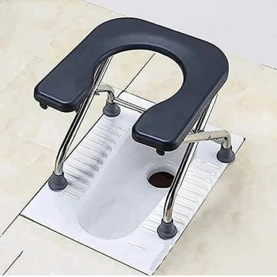 SEPBORN Stainless Steel Frame Comfortable Safe Toliet Commode For Disabled Man Commode Chair(Black)