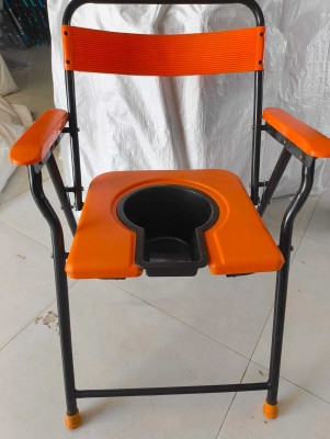cutfine Folding Medical paitent chair,Commode Toilet, Bedside Commode Chair with Bucket Commode Shower Chair(Orange)