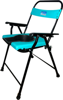 storewellcare FOLDABLE COMMODE CHAIR GREEN WITH POT FOR ADULTS Commode Shower Chair(Black)