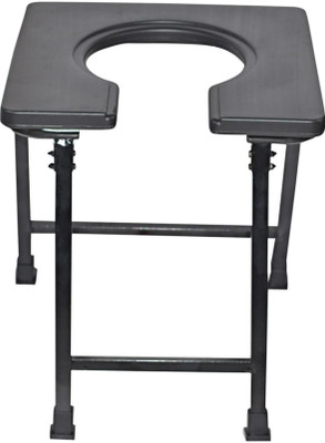 HELATHTRACK Foldable with anti skid rubber legs Commode Chair(Black)