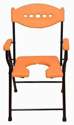 HygiEase Folding Commode Chair for unisex/ADULT Comfortable Safe chair Commode Shower Chair(Orange)