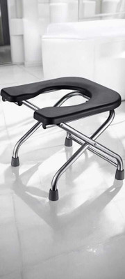 LORCO Stainless Steel Frame Comfortable Safe Toliet Commode Shower Chair(Steel)