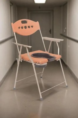 RADIANT TRADERS Perfect Golden Commode Chair Make Your Life Easy Commode Shower Chair(Orange)