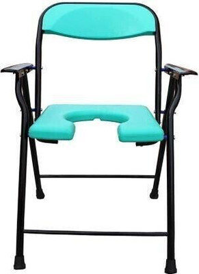 RADIANT TRADERS Green Foldable Commode & Showert Chairs With Pot (Black) Commode Chair(Green)