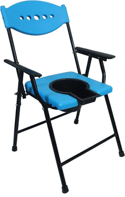FORESTCLOUD BLUE FOLDABLE COMMODE AND SHOWERT CHAIR WITH BLACK POT Commode Chair(Blue)