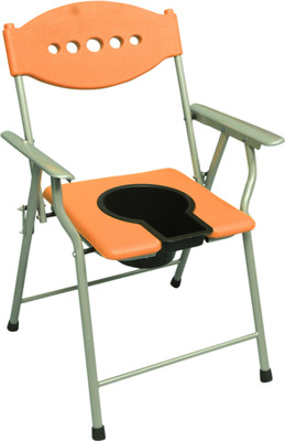 coredeal Commode Chair for unisex/ADULT Comfortable Safe chair Commode Chair(Orange, Silver)