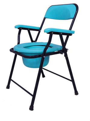 GREEN NATURE Make Life Easy With Sea Green Commode Chair With Bucket & Lid ,Urine Pot Commode Shower Chair(Green, Black)