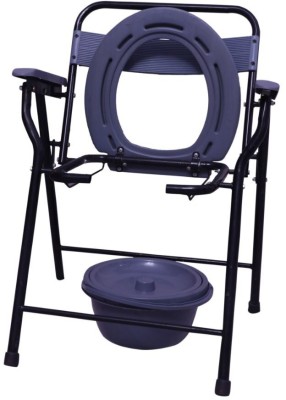 RELIES STORE Gc215 Adjustable Commode Shower Chair Commode Chair(Grey, Black)