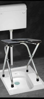 DARLIE Foldable with anti skid rubber legs Commode Chair(Black)