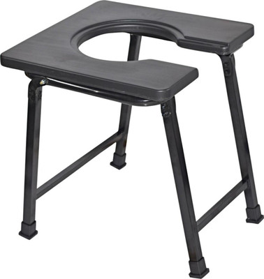 DARLIE Foldable with anti skid rubber legs Commode Shower Chair(Black)