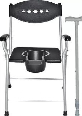 GREEN NATURE for unisex/ADULT Comfortable Safe Commode Chair(Black, Silver)