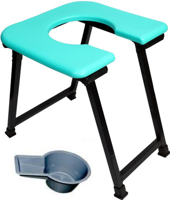 RADIANT TRADERS Make Life Easy With Foldable Commode Stool (Light Weight & Heavy Duty) Commode Chair(Black, Green)