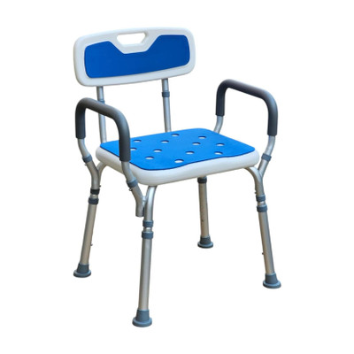 veayva Shower Chair Height Adjustable | Bath Stool With Hand & Back Support For Elderly Shower Chair(Blue)