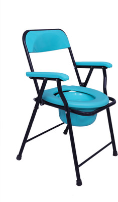 coredeal Commode Chair for unisex/ADULT Comfortable Safe chair With bucket Commode Chair(Black, Blue)