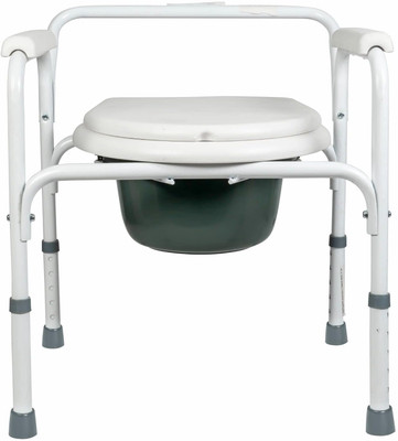 Entros KL810L Light Weight Portable Anti Skid Comfortable Commode Stool Shower Chair toilet pot Seat Commode Chair For Disabled patient Men & Women Commode Chair(White)