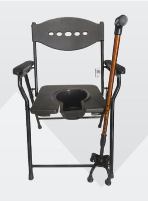 cutfine Free 4 Leg stick and Removable Pot,Commode Chair For Toilet,bedside Commode Chair(Black)