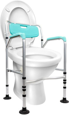 Rehamo Height Adjustable Toilet Safety Frame with Backrest & Armrest Commode Chair(Blue)