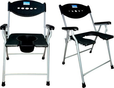 DARLIE Commode Chair for unisex Comfortable Safe chair Commode Chair(Silver, Black)