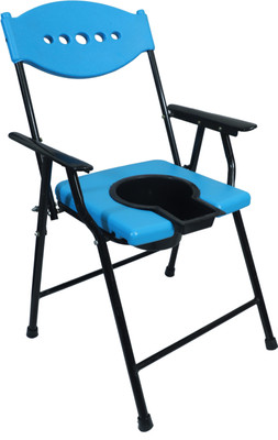 RADIANT TRADERS Blue design Commode Chair Pot With Walking Stick Commode Chair(Blue, Black)