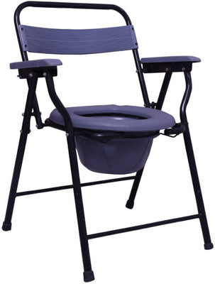 RELIES STORE Gc215 Adjustable Commode Shower Chair Commode Chair(Grey, Black)