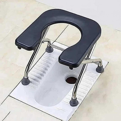 GROWDEALS Commode Chair for unisex/ADULT Comfortable Safe chair(BLUE WITH POT) Commode Chair(Steel, Black)