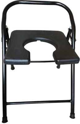 Myank Foldable Commode Chair Height Adjustable Use in Room or Over Toilet, Potty Commode Chair(Black)