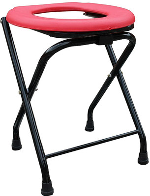 KDS SURGICAL Foldable bathroom stool Portable bedside commode seat With Back & Hand Rest Commode Chair(Red, Black)