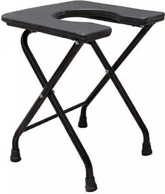 AL BURAQ Heavy Duty Foldable Comfortable Anti Skid Commode Stool Commode Chair(Black)