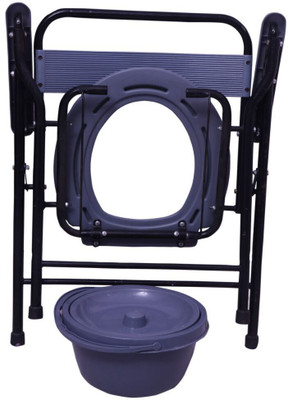 RELIES STORE Gc215 Adjustable Commode Shower Chair Commode Chair(Grey, Black)