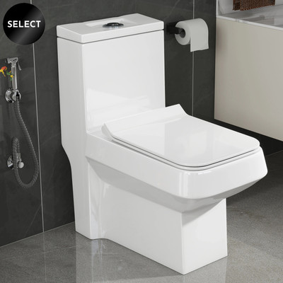 Plantex Commode for Toilet/One Piece Western Toilet with Rim Wash-Down Flush/ Soft Closing Toilet Seat - S Trap - (TORO) Western Commode(White)