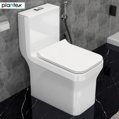 Plantex Ceramic One Piece Western Commode With Toilet Seat/Water Closet - S Trap Outlet (APS-743) Western Commode(White)