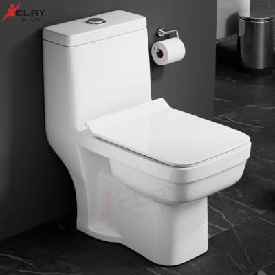 clayplus 105 - PREMIUM GRADE CERAMIC FLOOR MOUNTED ONE PIECE TOILET COMMODE Western Commode(WHITE)