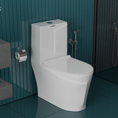 Flipkart SmartBuy Commode for Toilet/One Piece Western Toilet/Commode (9 inch) S-Trap nel9009 Western Commode(WHITE)