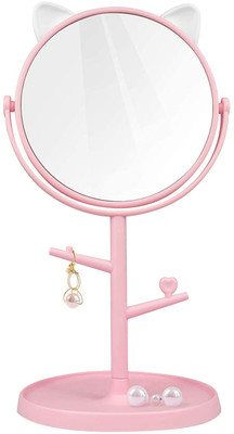 pepplo Cat Shape Makeup Mirror Shaving Mirror,Free Standing Table Vanity Mirror on Stand with Rotation