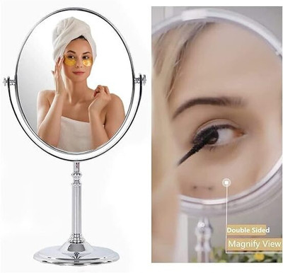 Gabani fashion Stand Double Sided Swivel 1x/5x Magnification Desk Mirror with Silver