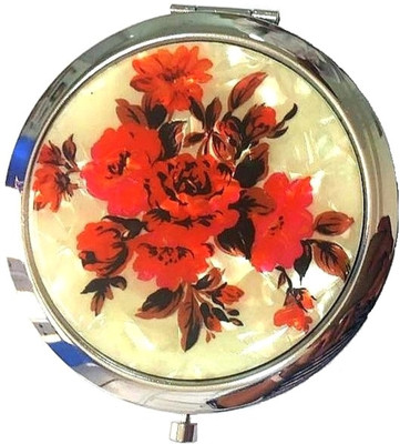 AuM Round Foldable Compact Hand Held Double Sided Magnifying Vanity Mirror